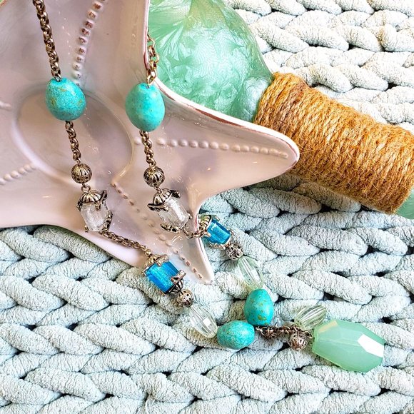 BO HO FASHION NECKLACE  AVON AQUA MARINE - Picture 1 of 4